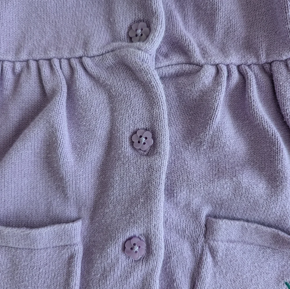 Gymboree Girls Lavender Knit Cardigan with Floral Pockets Size 5T